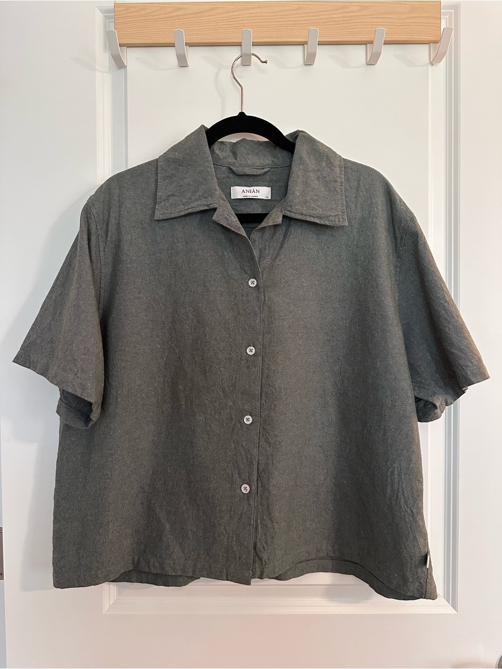 Anian The Haro Crop Shirt in Seafoam - Women’s Cropped Button Down Shirt - XXL